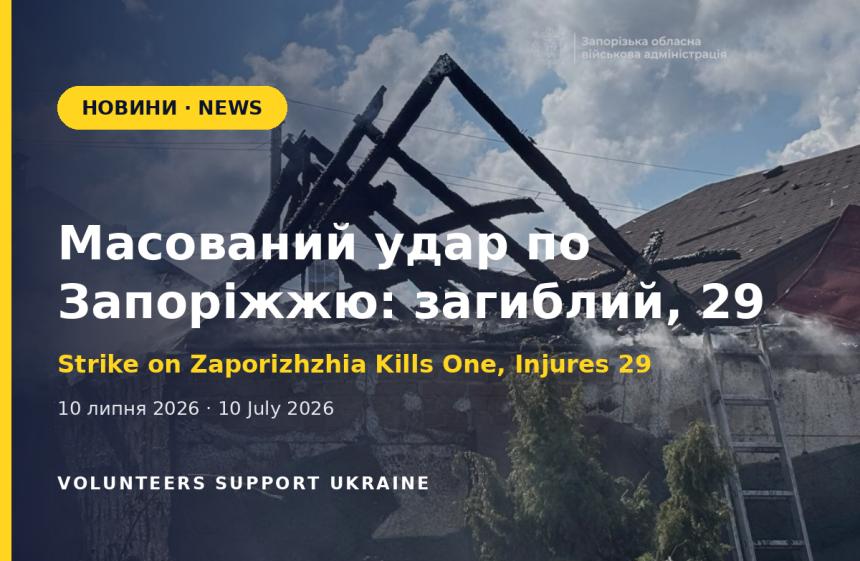 Масований удар по Запоріжжю: загинула людина, щонайменше 29 постраждалих, зруйновано понад 15 приватних будинків