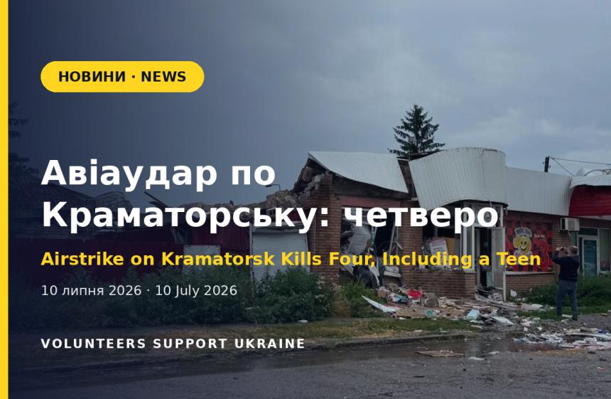 У Краматорську та Біленькому 10 липня внаслідок ударів КАБів загинули четверо, серед них підліток