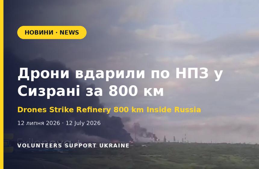 Дрони вдарили по нафтозаводу в Сизрані за 800 км від кордону України