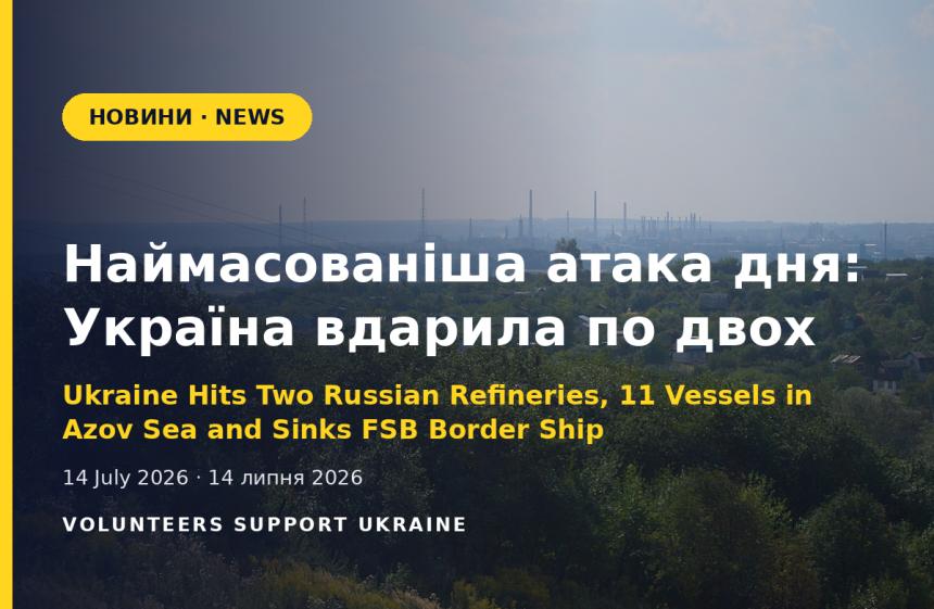 Україна вдарила по двох НПЗ РФ, уразила 11 суден в Азовському морі та потопила корабель ФСБ