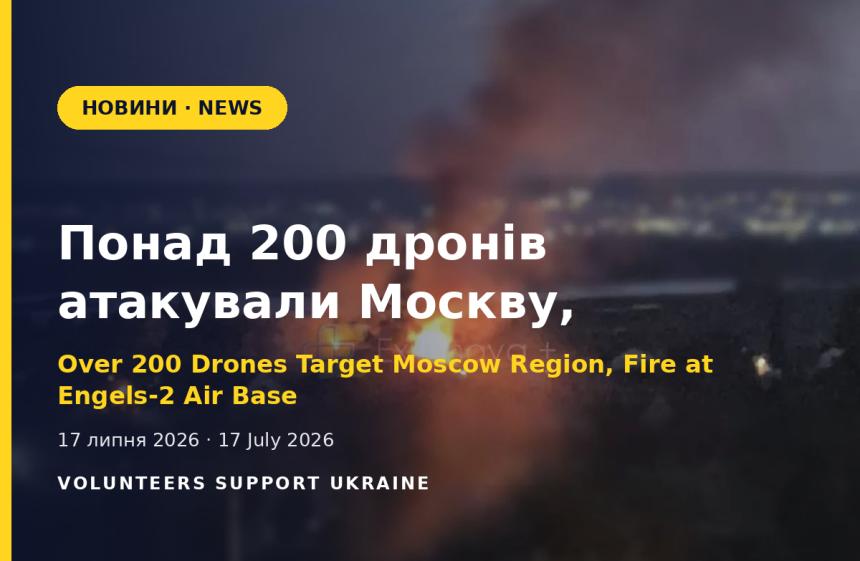 Понад 200 дронів атакували Москву, пожежа спалахнула на аеродромі Енгельс-2