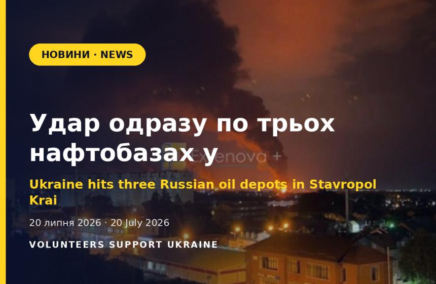 Українські сили вдарили одразу по трьох нафтобазах у Ставропольському краї Росії