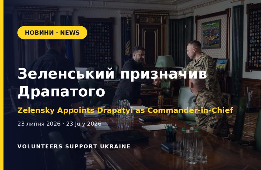 Зеленський призначив Драпатого новим Головнокомандувачем Збройних сил України