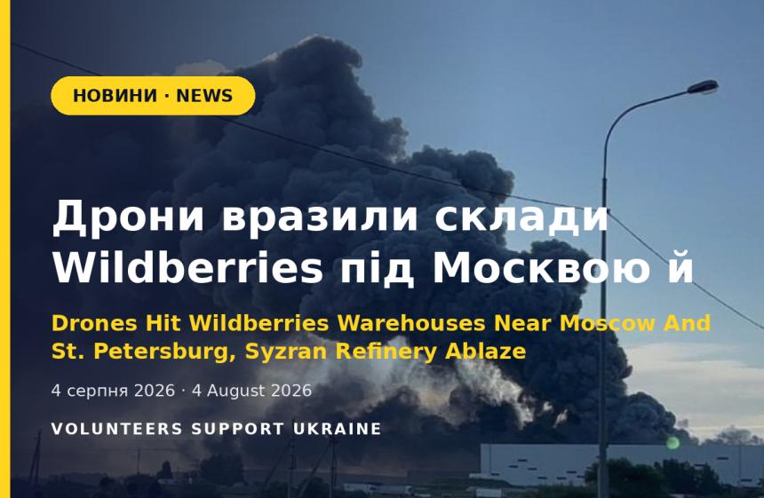 Дрони вразили склади Wildberries під Москвою й Петербургом, спалахнув НПЗ у Сизрані
