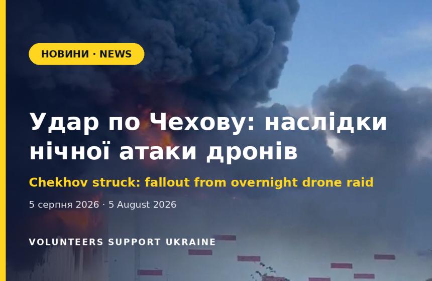 Удар по Чехову: нічна атака дронів по Московській, Ленінградській, Тверській та Тульській областях