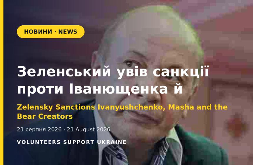 Зеленський увів санкції проти Іванющенка й творців «Маші та Ведмедя»