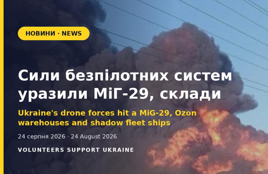 Сили безпілотних систем уразили МіГ-29, склади Ozon і судна тіньового флоту