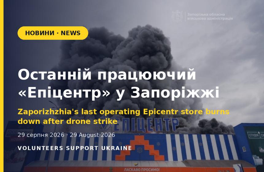 Останній працюючий «Епіцентр» у Запоріжжі згорів після удару дрона