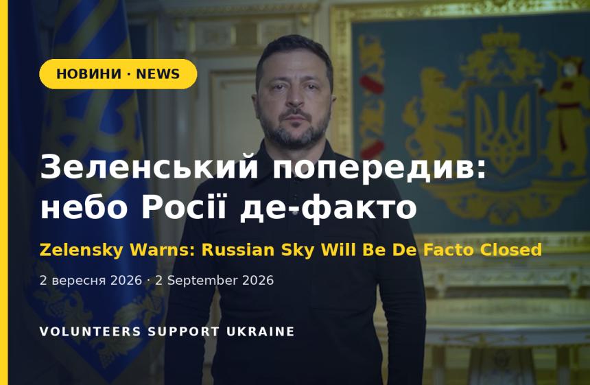 Зеленський попередив: небо Росії де-факто закриється