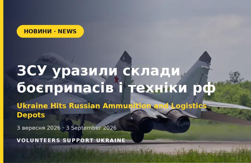 Сили оборони уразили склади боєприпасів на Донеччині та скупчення техніки в Брянській області