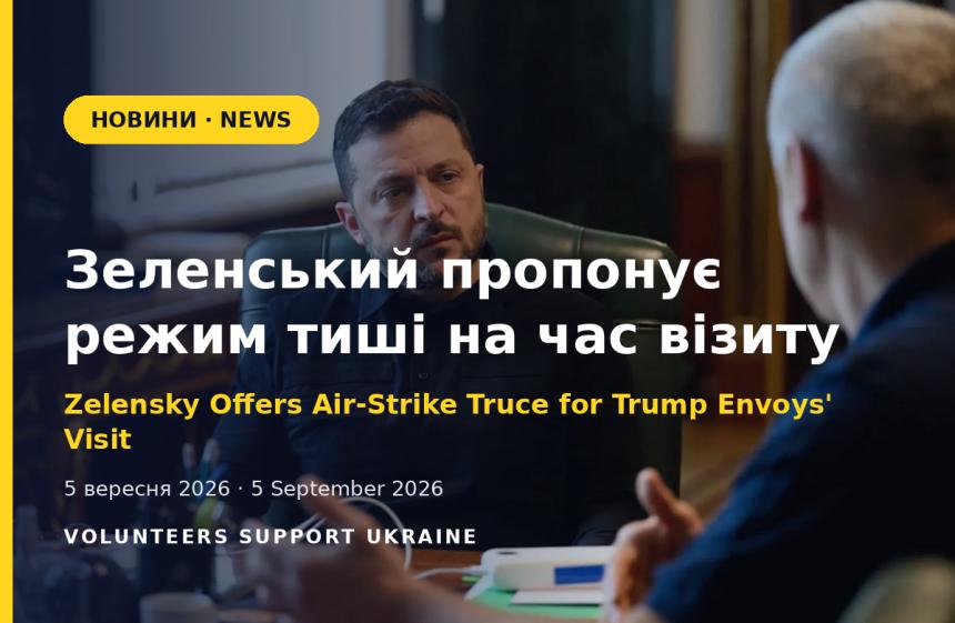 Зеленський пропонує режим тиші на час візиту посланців Трампа