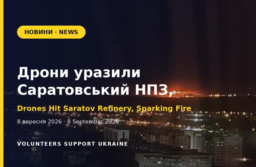 Українські дрони вдарили по Саратовському НПЗ, на об'єкті спалахнула пожежа