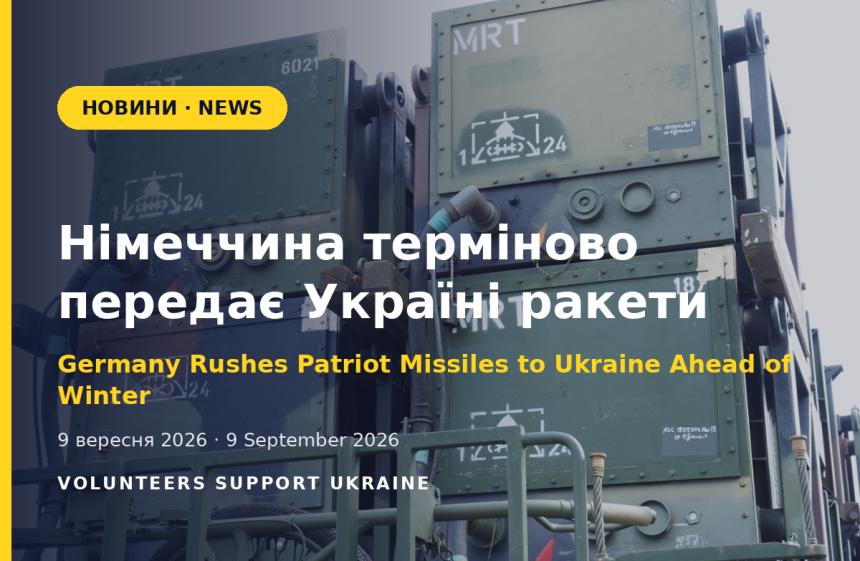 Німеччина терміново передає Україні ракети Patriot напередодні зими