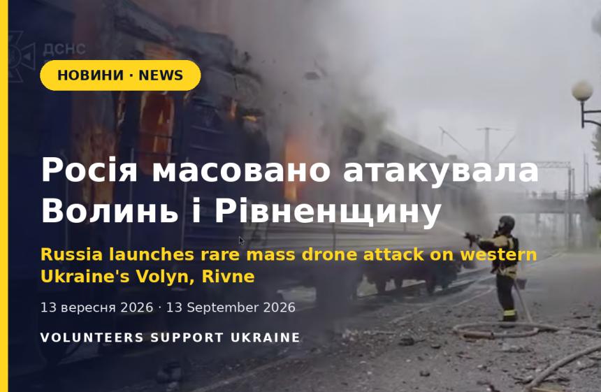 Russia Launches Rare Mass Drone Attack on Volyn and Rivne Oblasts