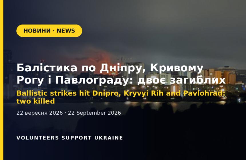 Ballistic Strikes Hit Dnipro, Kryvyi Rih and Pavlohrad: Two Killed