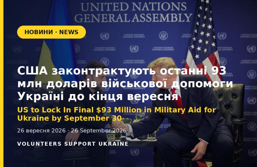 US to Lock In Final $93 Million in Military Aid for Ukraine by September 30