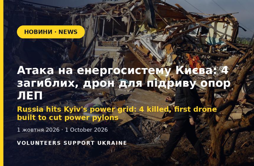 Russia hits Kyiv's power grid: 4 killed, first drone built to cut power pylons