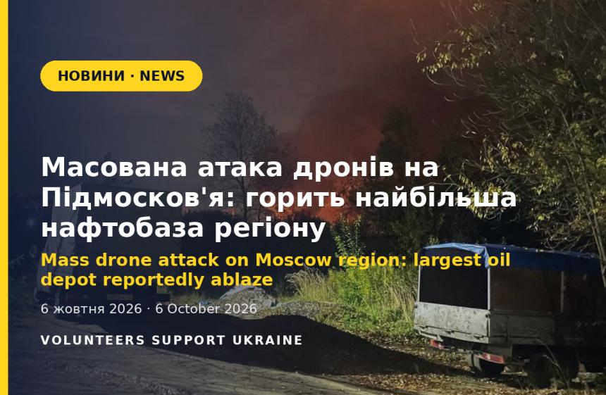 Mass drone attack on Moscow region: largest oil depot reportedly on fire