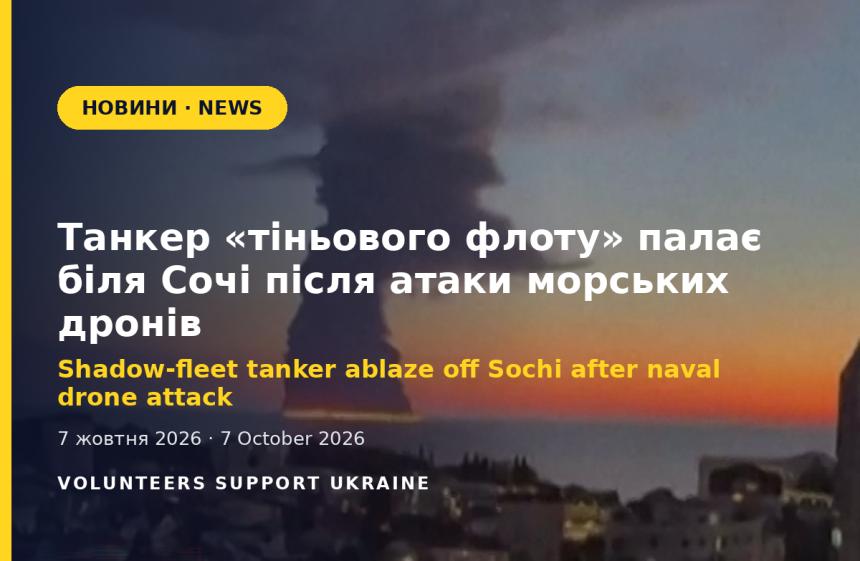 Shadow-fleet tanker ablaze off Sochi after naval drone attack