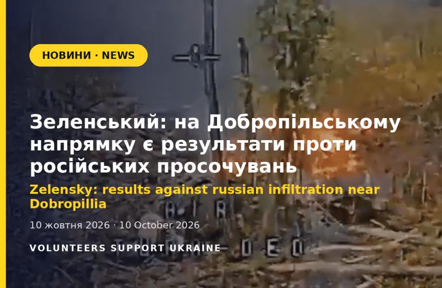 Zelensky: results against russian infiltration near Dobropillia