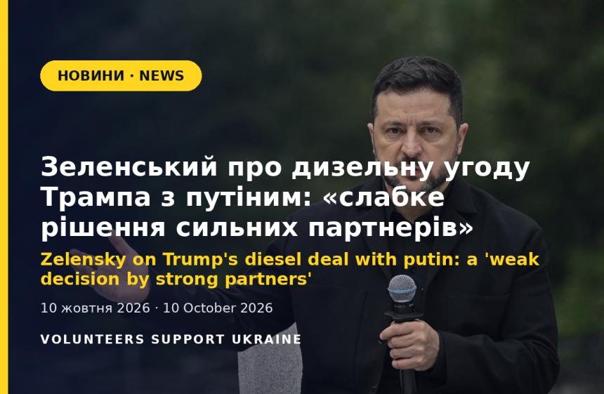 Zelensky on Trump's diesel deal with putin: a 'weak decision by strong partners'