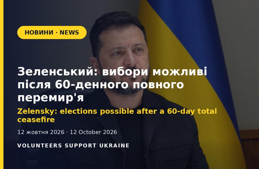 Zelensky: Ukraine can hold elections after a 60-day total ceasefire