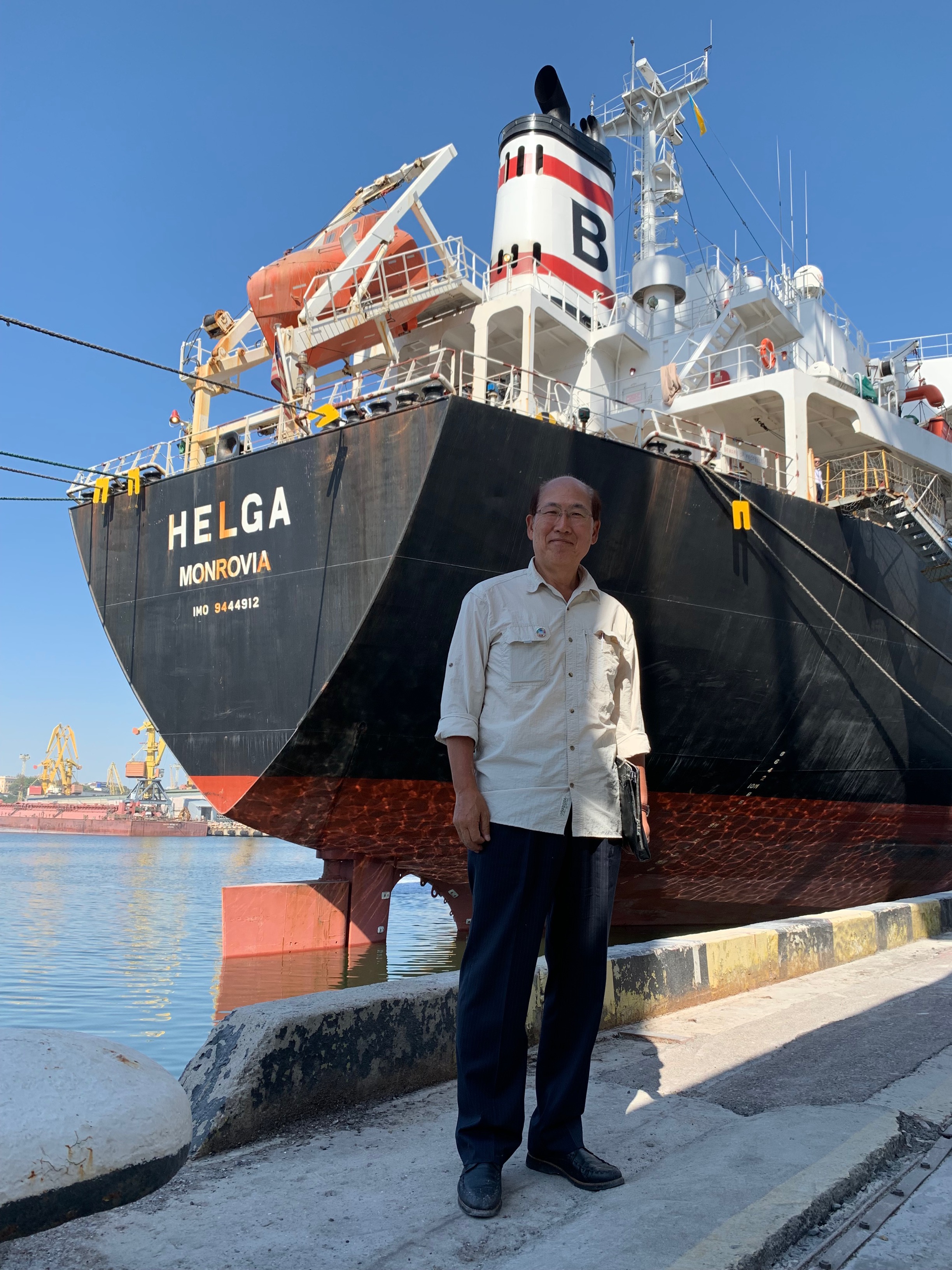 A humanitarian shipping corridor vessel in the Black Sea, illustrating the kind of civilian maritime traffic that Odesa's port strikes have put at risk