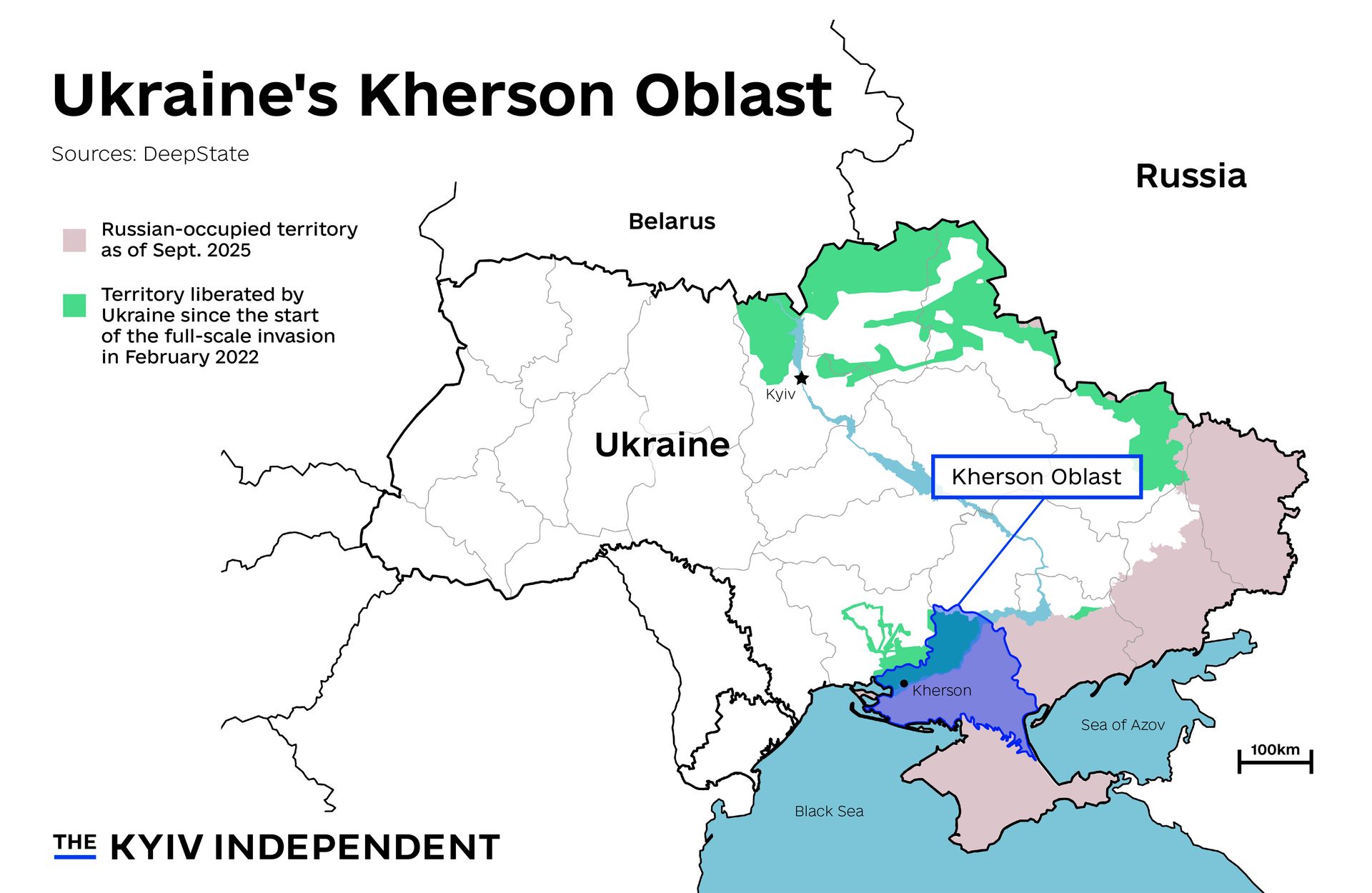 Map of occupied Crimea, adjacent to the Kherson direction