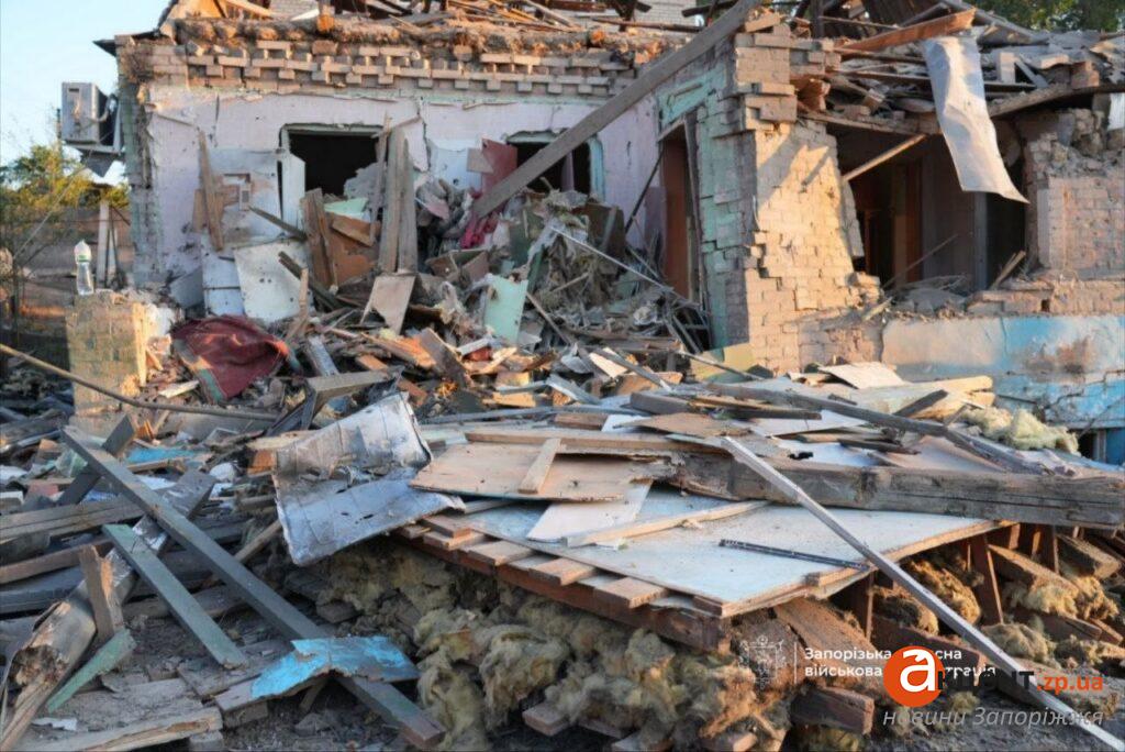 Debris and belongings inside the destroyed house in Zaporizhzhia