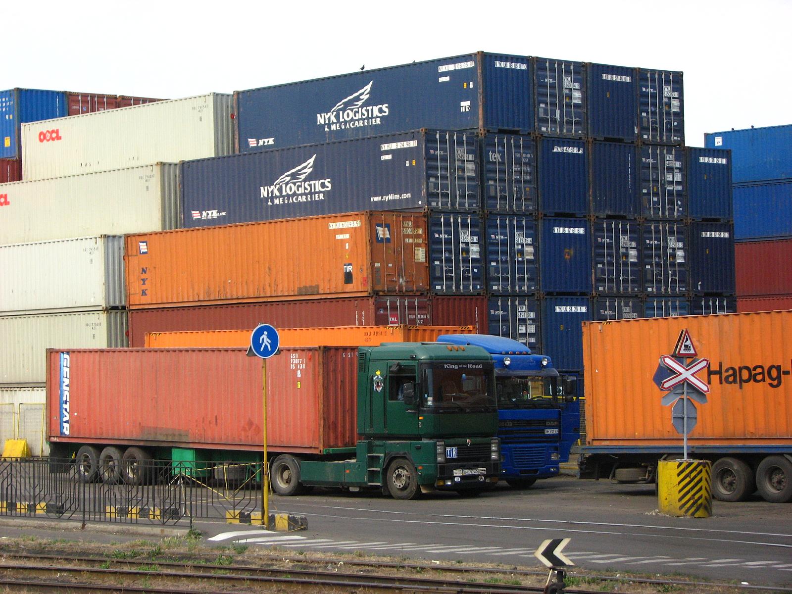 Shipping containers stacked in the Port of Odesa