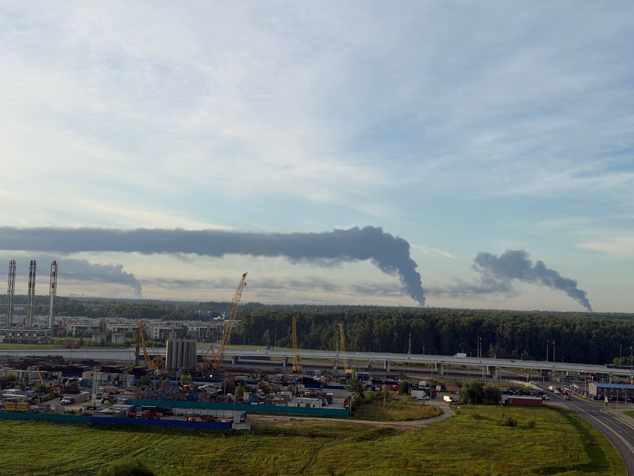Fire at the Podolsk oil depot after a drone strike, July 20, 2026