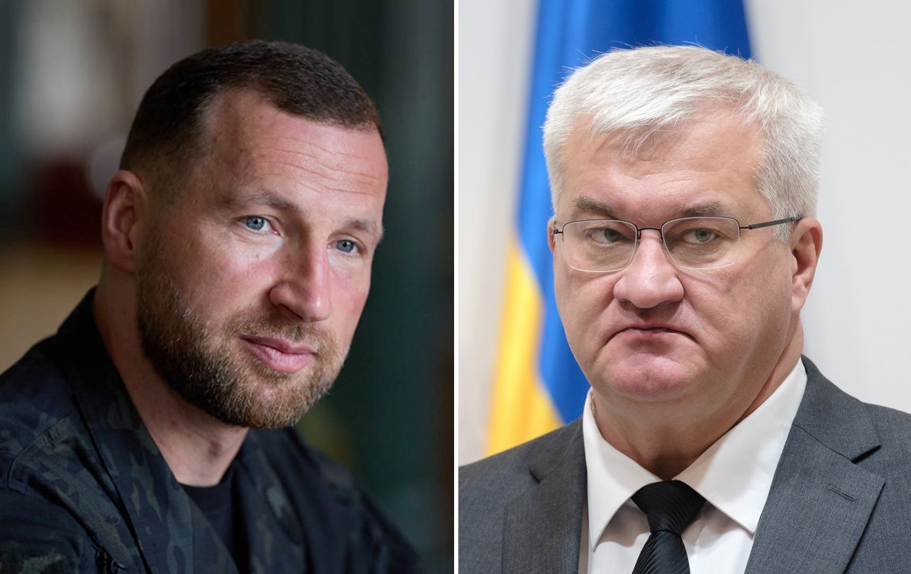 Yevhenii Khmara and Andrii Sybiha, the newly confirmed heads of Ukraine's defence and foreign ministries