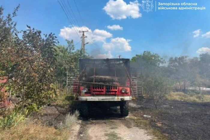 Пошкоджена внаслідок російського удару рятувальна техніка в Запорізькій області