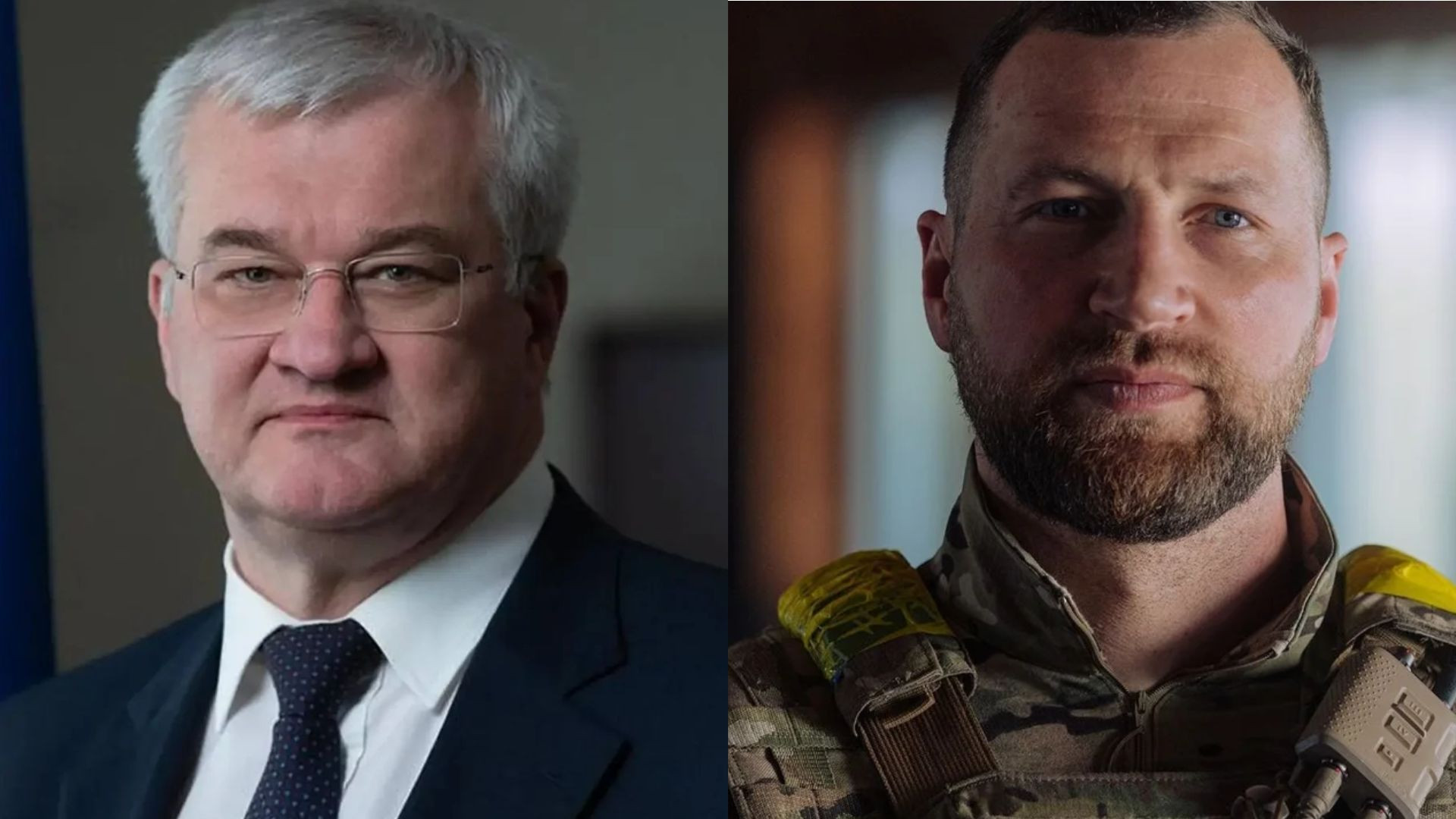 Andrii Sybiha alongside Yevhenii Khmara, who served in the military before his appointment