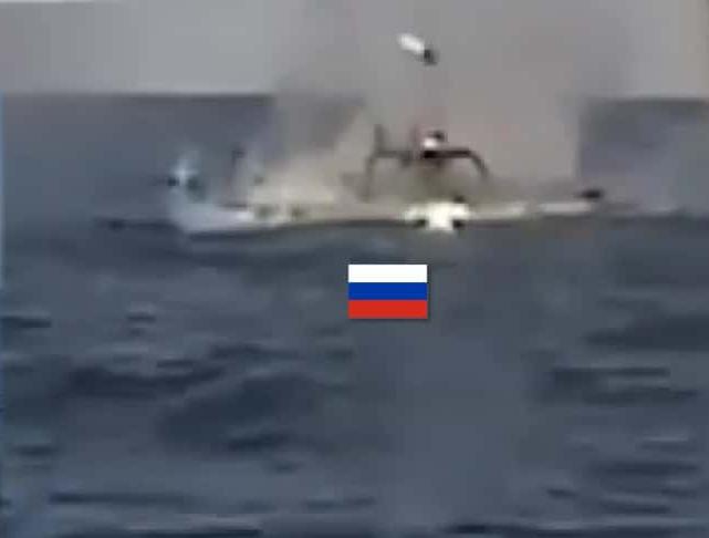 Ukrainian naval drone engages a Russian unmanned vessel in the Black Sea