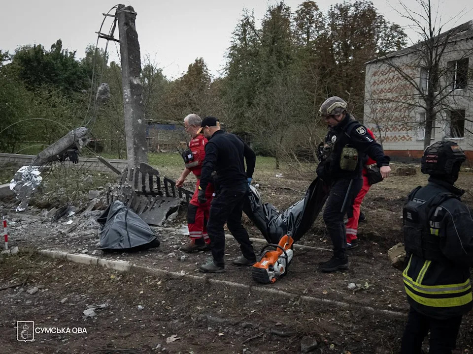 A residential building in Kharkiv damaged by a Russian guided-bomb strike
