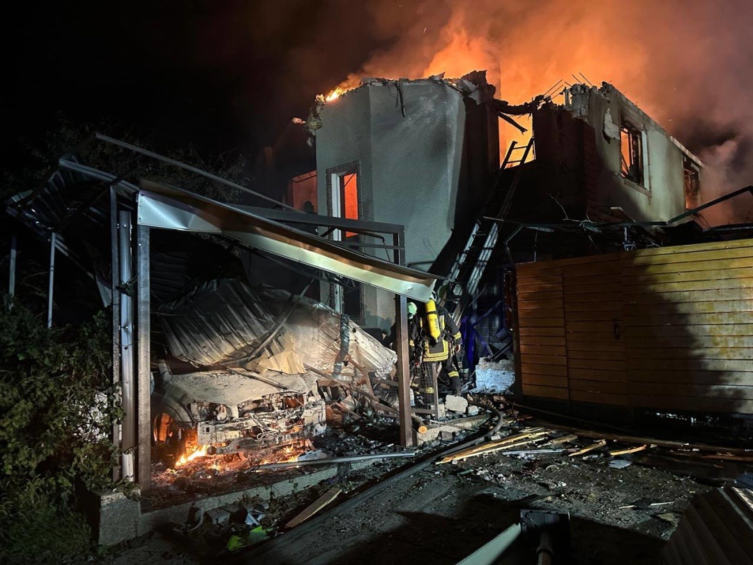 A burned-out private house in Odesa after the overnight shelling
