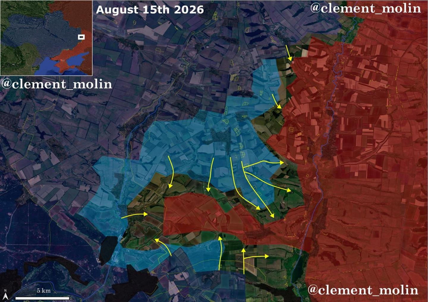 Open-source battle map of the Lyman salient dated 15 August 2026