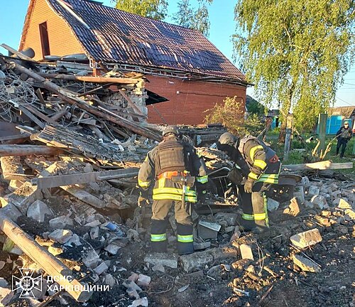 Illustrative photo: destruction in a settlement in Kharkiv region following a Russian strike