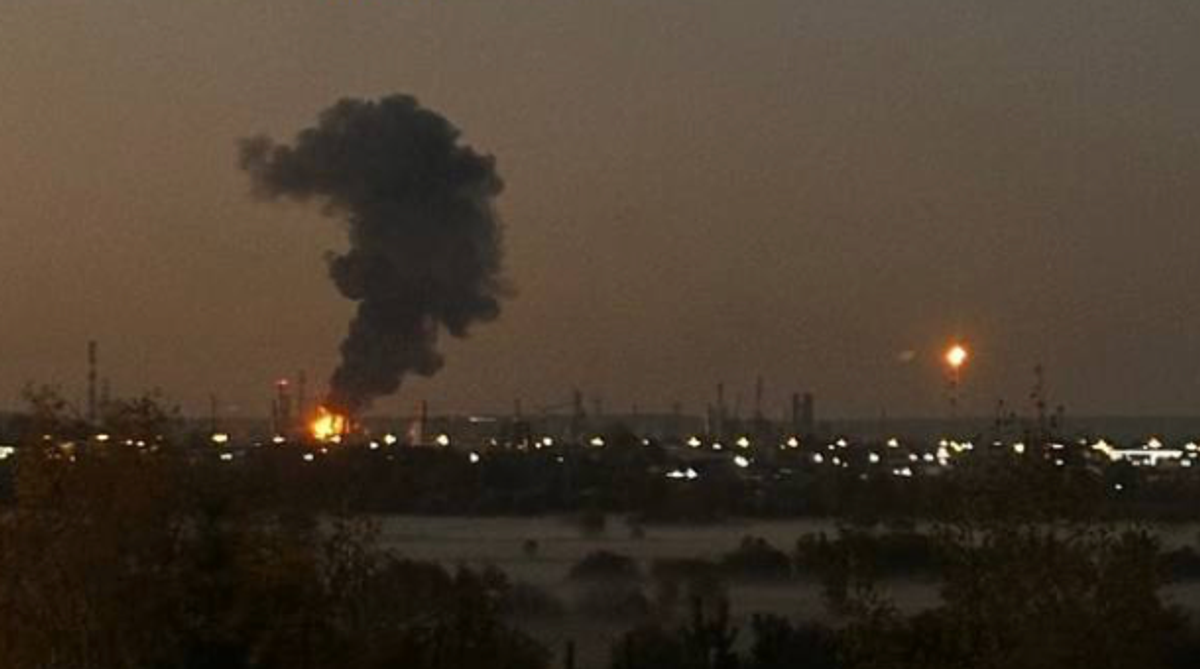 Footage circulating on social media shows the aftermath of the strike on the Perm oil refinery