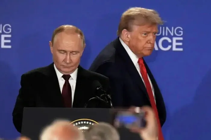 Путін і Трамп на пресконференції за підсумками саміту на Алясці, серпень 2025 року