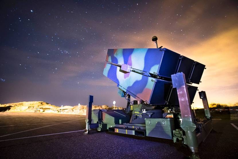Illustrative photo: a NASAMS launcher at night