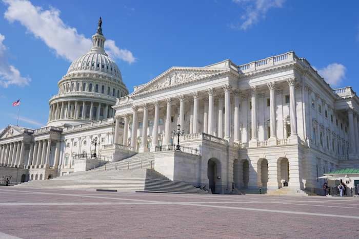The US Capitol building in daylight