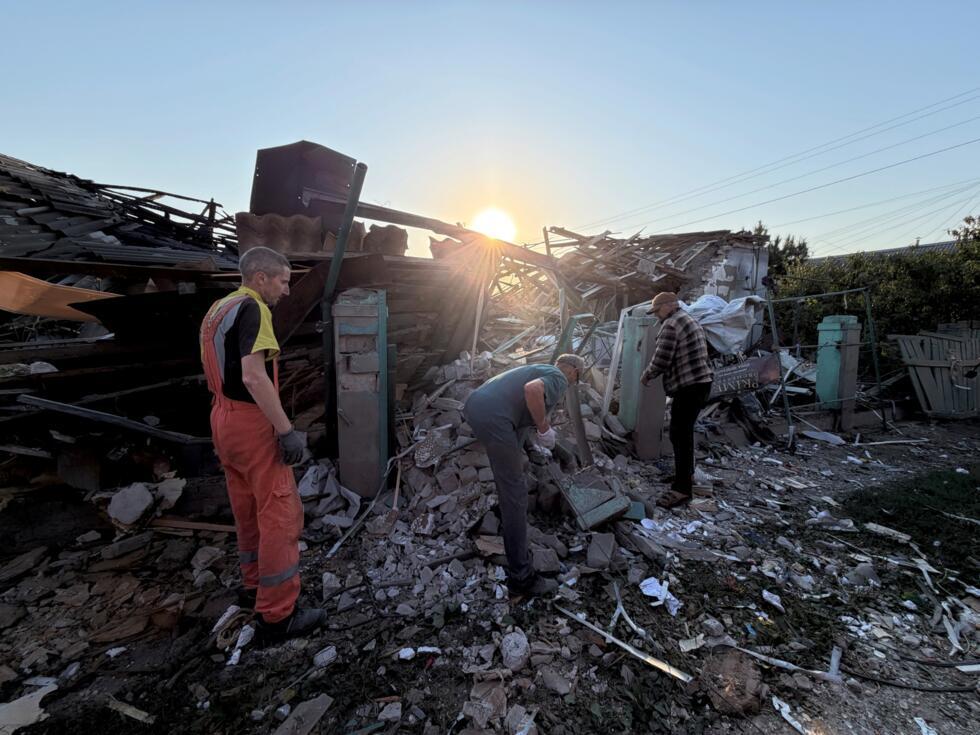 Aftermath of an airstrike in the Zaporizhzhia region of southeastern Ukraine