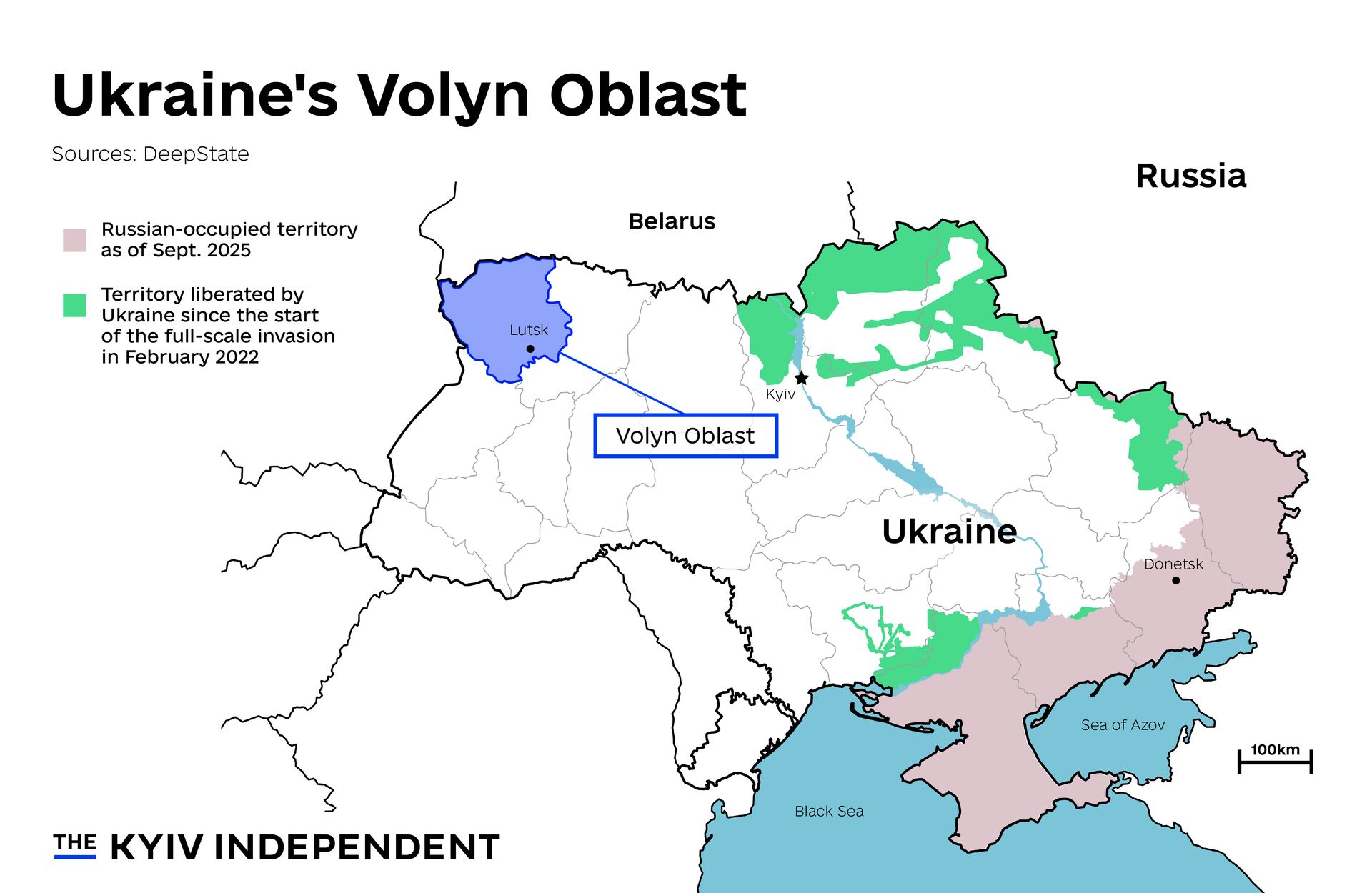 Map showing Volyn Oblast in northwestern Ukraine