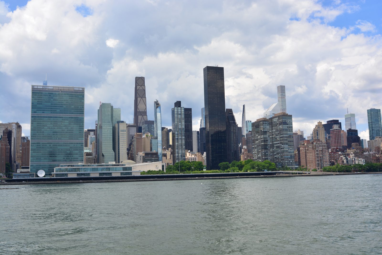 United Nations Headquarters seen from the East River in New York