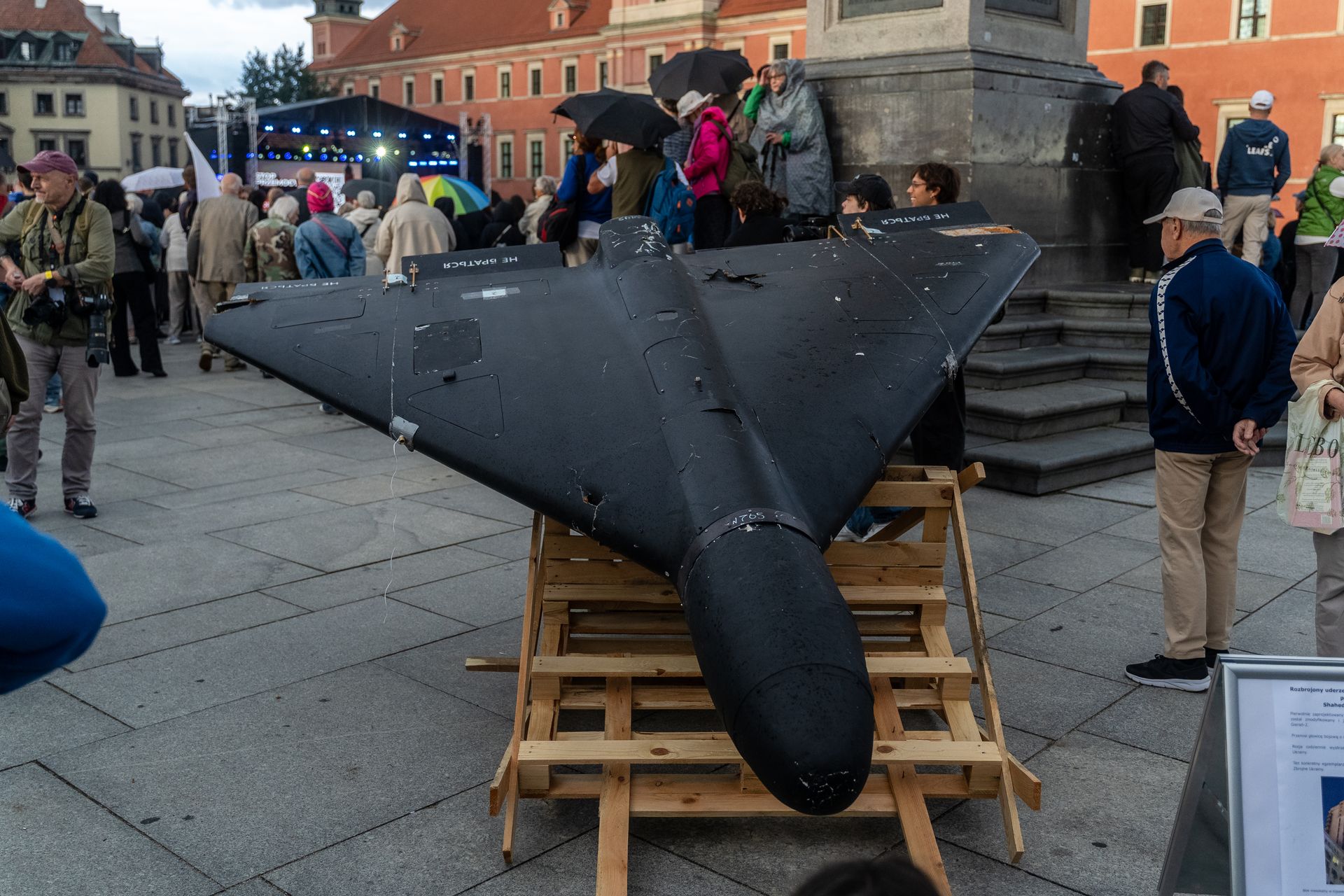 A russian Shahed/Geran-2 strike drone on display in Warsaw, August 2026 (illustrative photo)