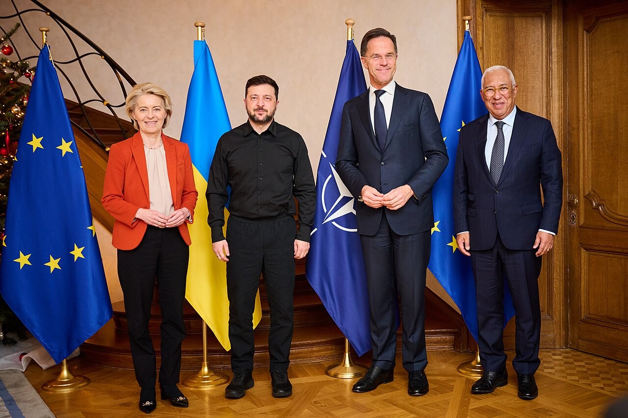 Ursula von der Leyen, Volodymyr Zelensky, Mark Rutte and António Costa, December 2025 (archive photo)