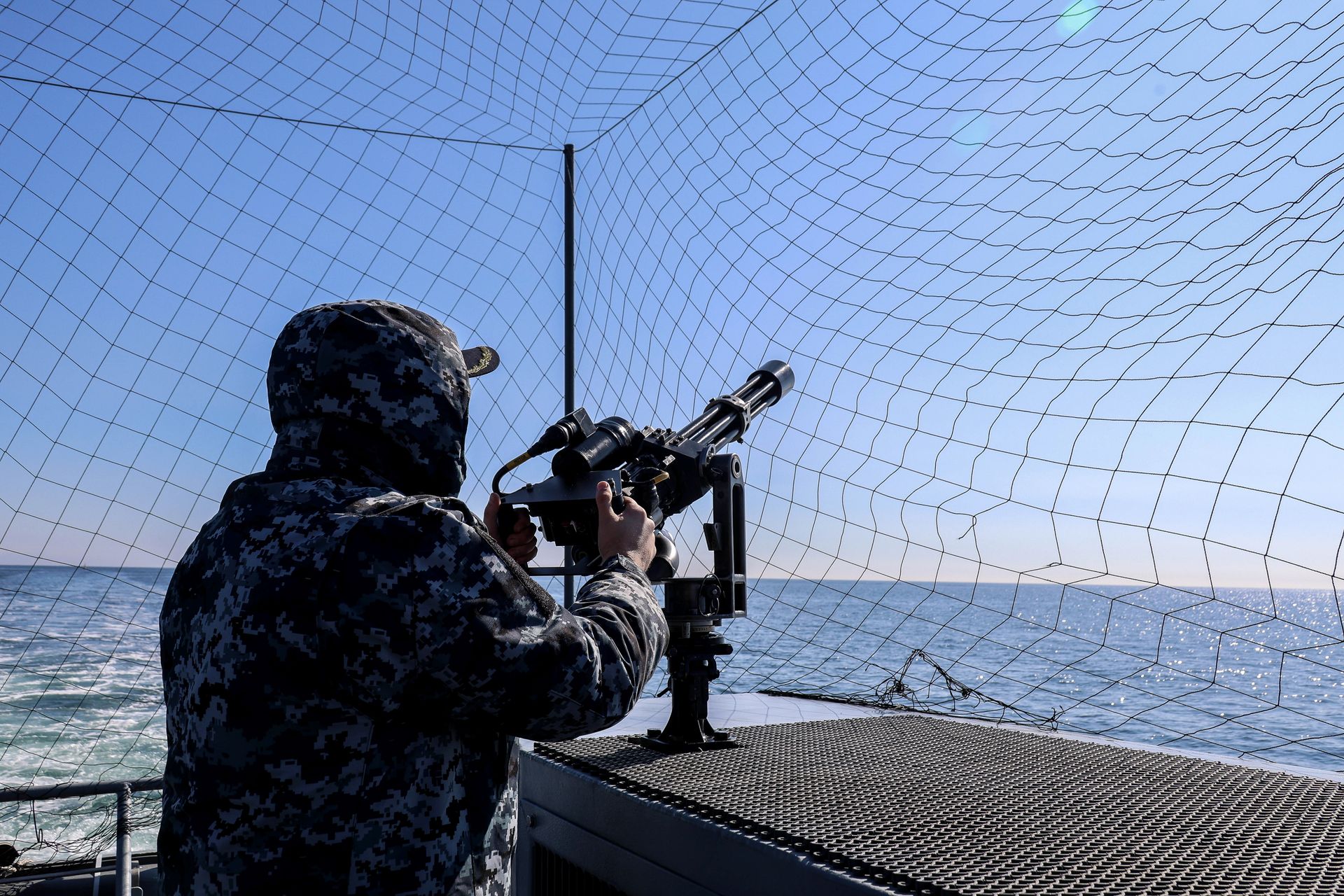 A Ukrainian Navy sailor on duty in the Black Sea, March 2026