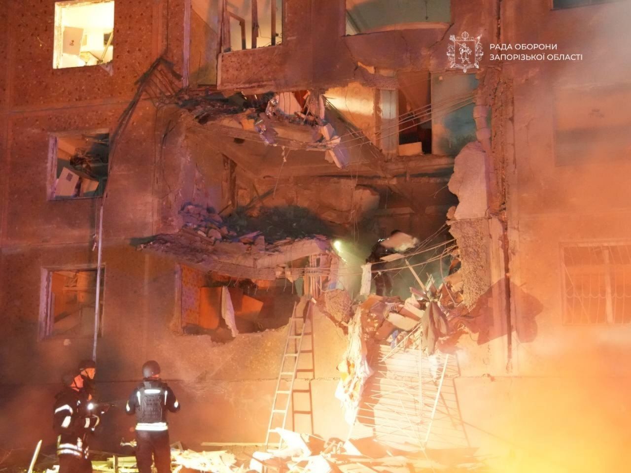 A fire in an apartment hit by a guided bomb, Zaporizhzhia, 10 October